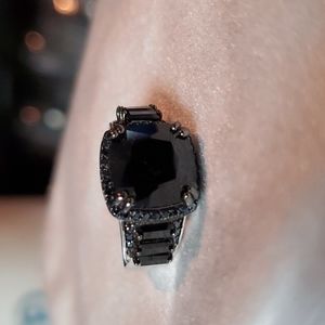 JTV large spinel black sterling silver size 7